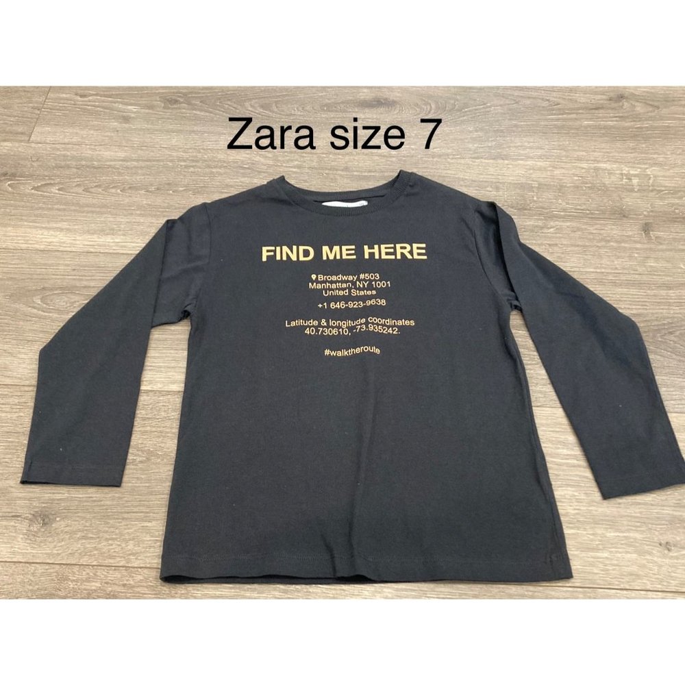 NWOT Zara boys sz 7 Find me Here long sleeve tshirt